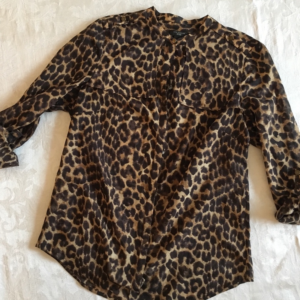 Button-Up Leopard Print Blouse
